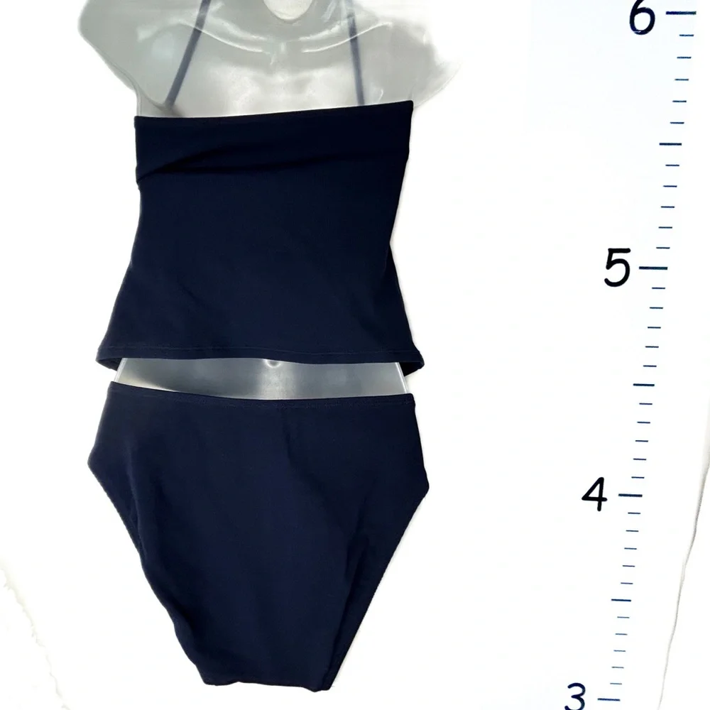 Nautica Black Tankini with Lime Green Stripes